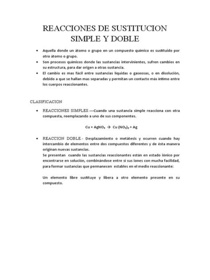 Como se presenta una reaccion de sustitucion simple?