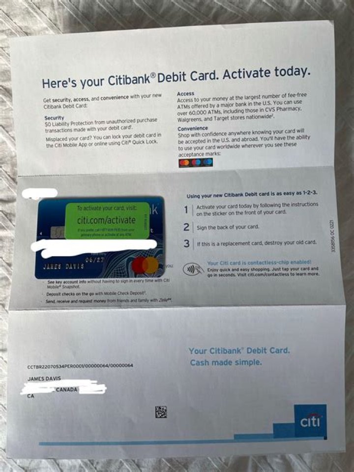 How do I activate international transaction on my Citibank debit card?