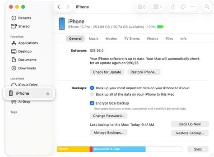 How do I backup Contacts to iTunes?