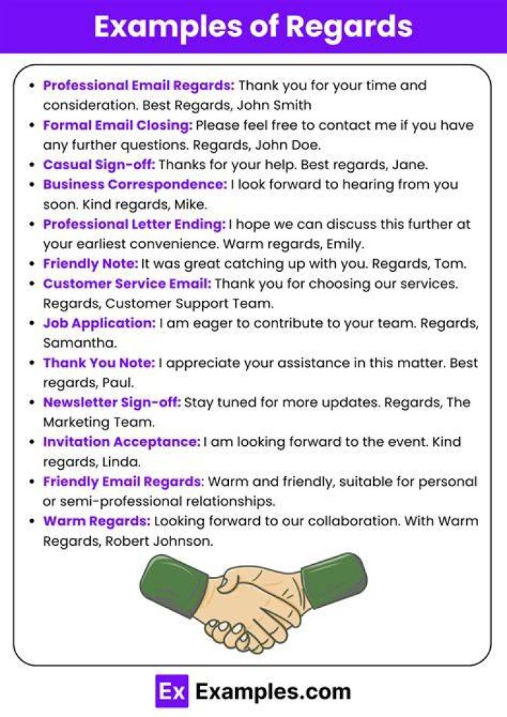 How do I extend my regards?