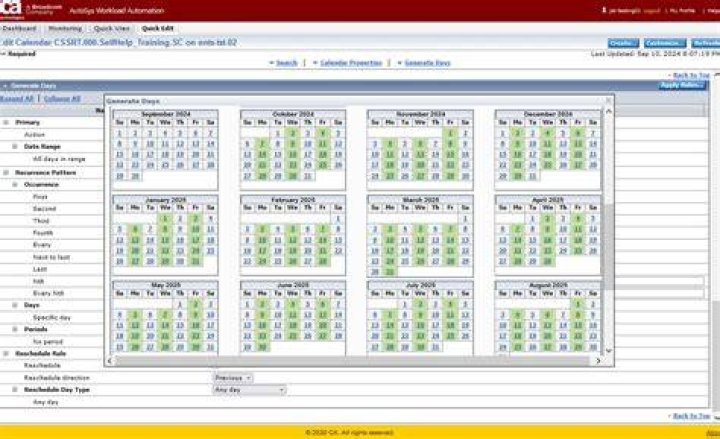 How do I get AutoSys calendar?