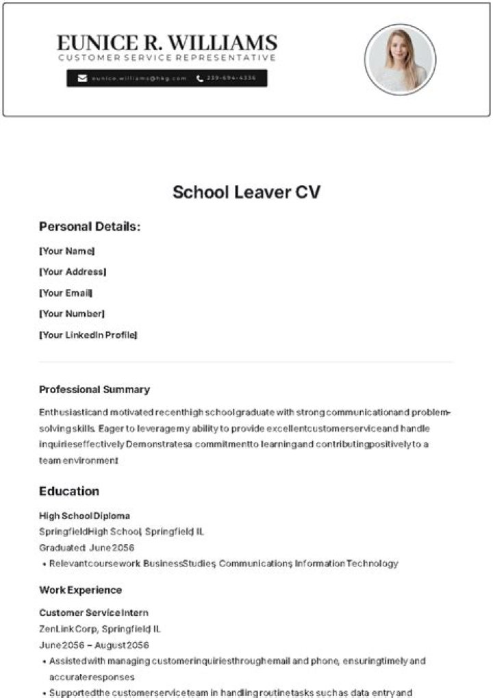 How do I write a CV for a school leaver UK?