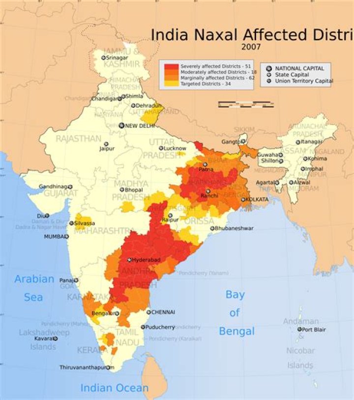 How many Naxal districts are there in Odisha?