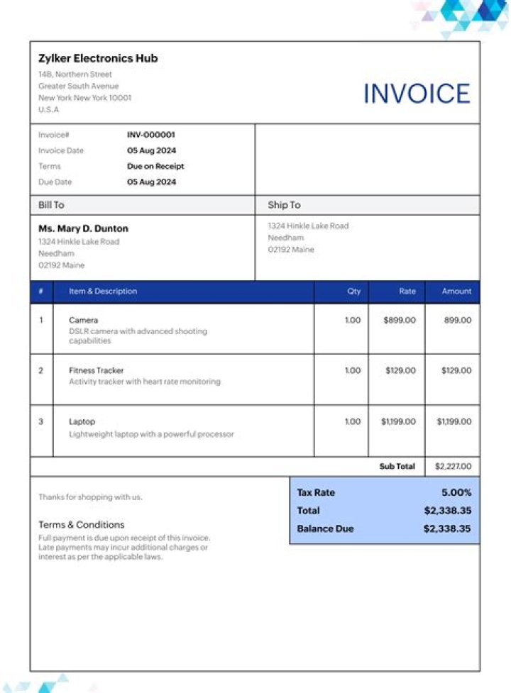 Is there an invoice template in Excel?