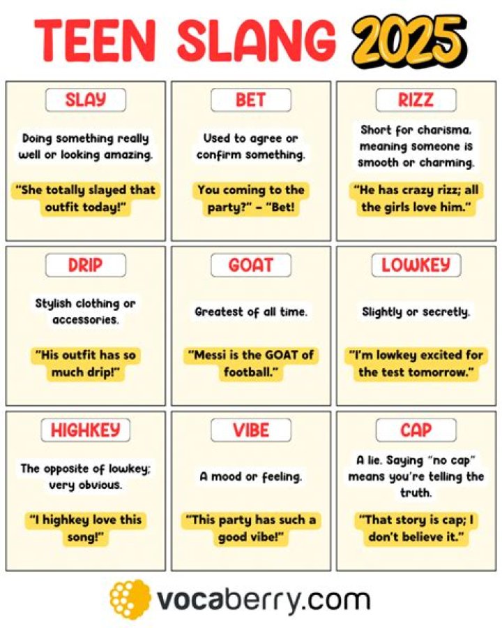 What are some teen slang words?