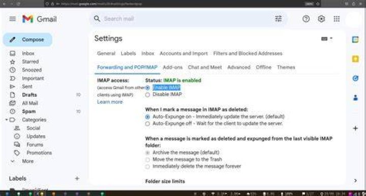 What are the correct settings for Gmail?