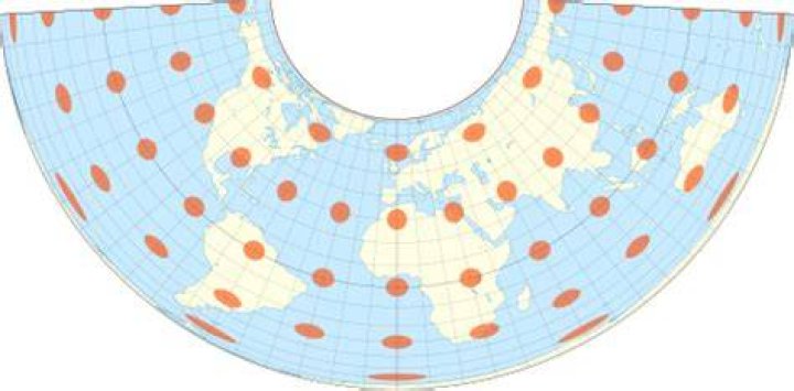 What does Albers equal-area conic distort?