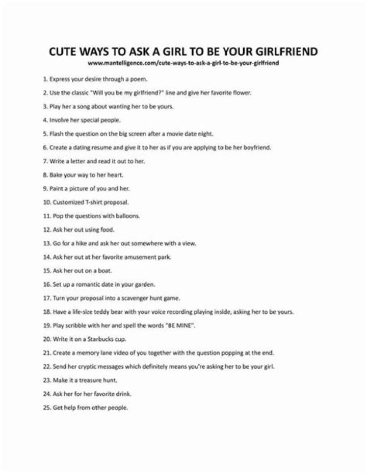 What is a cute way to ask a girl to be your girlfriend?