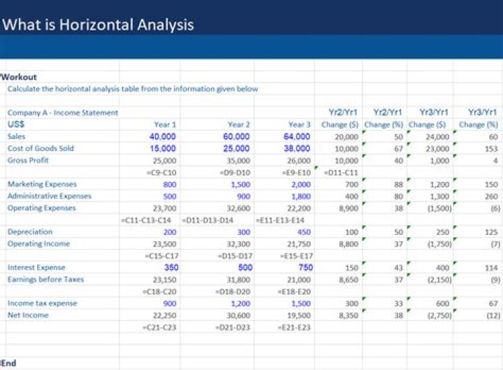 What is a horizontal analysis of a balance sheet?