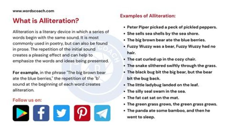 What is the definition of alliteration poem?
